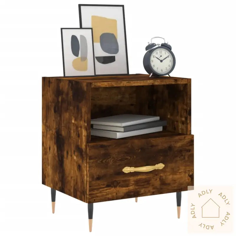 Nattbord 2 Stk Røkt Eik 40X35X47,5 Cm Konstruert Tre