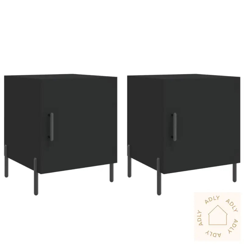 Nattbord 2 Stk Svart 40X40X50 Cm Konstruert Tre