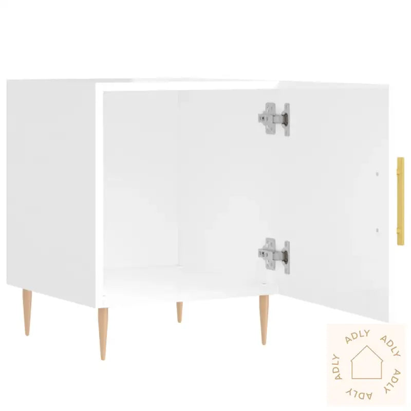 Nattbord 2 Stk Høyglans Hvit 40X40X50 Cm Konstruert Tre