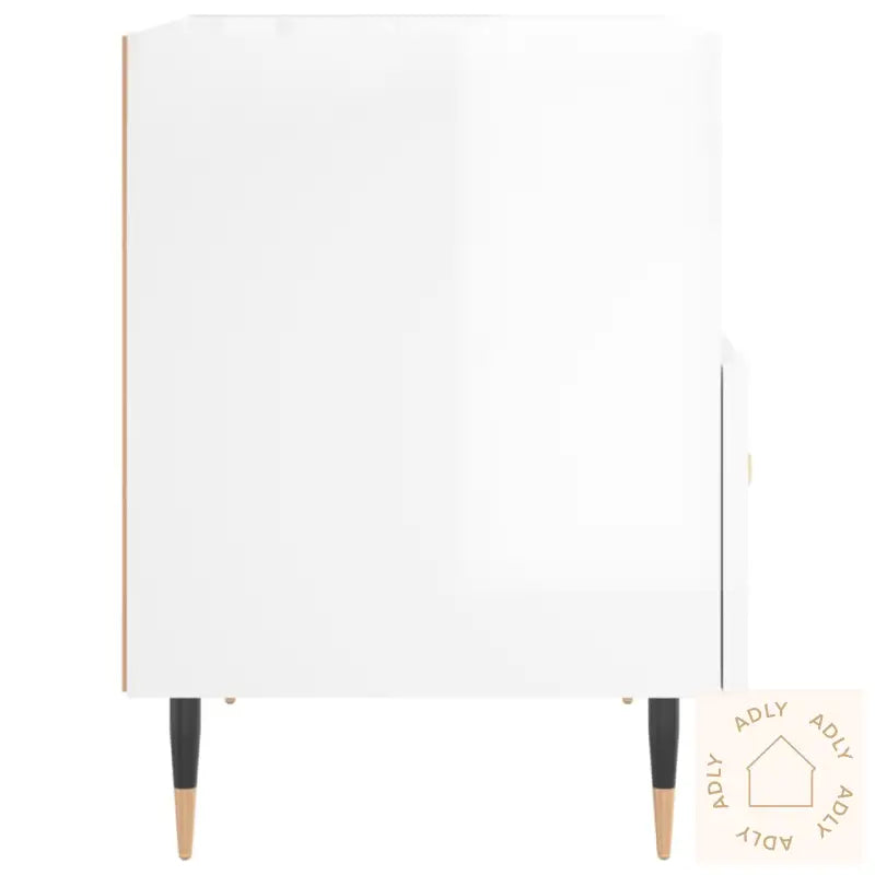 Nattbord Høyglans Hvit 40X35X47,5 Cm Konstruert Tre