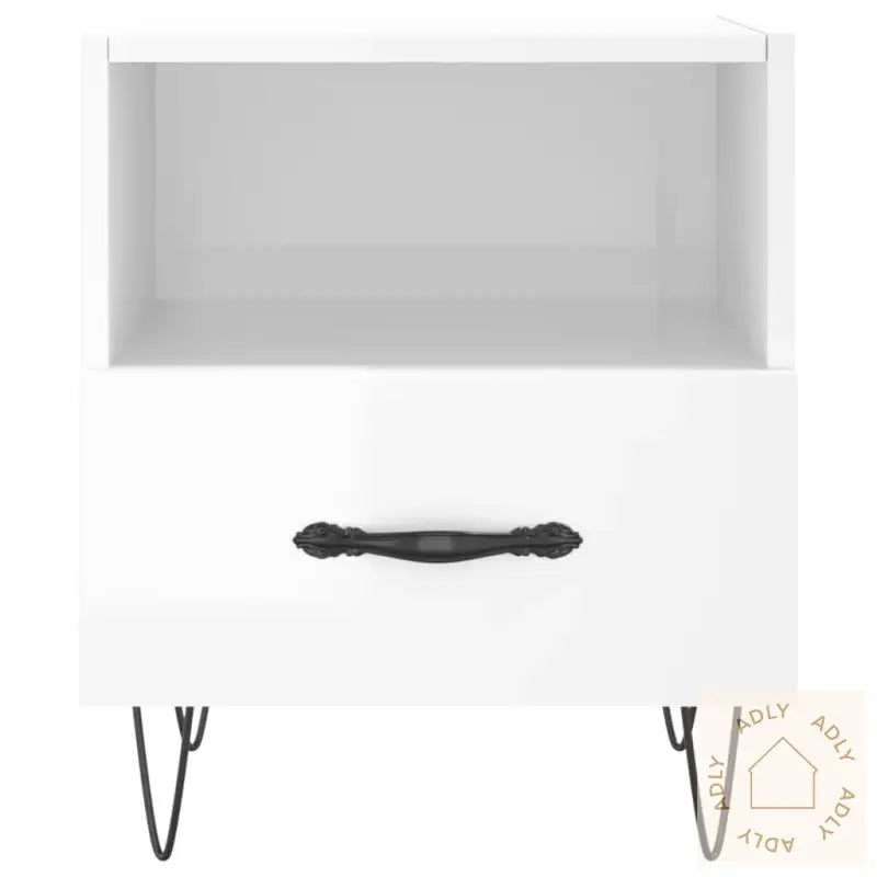 Nattbord Høyglans Hvit 40X35X47,5 Cm Konstruert Tre