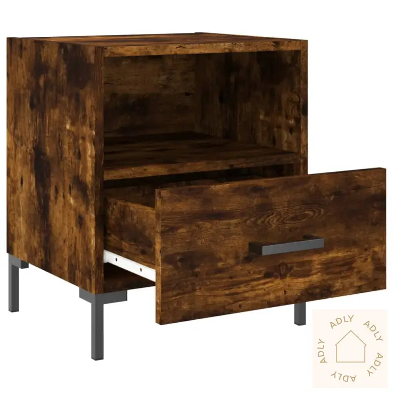 Nattbord 2 Stk Røkt Eik 40X35X47,5 Cm Konstruert Tre