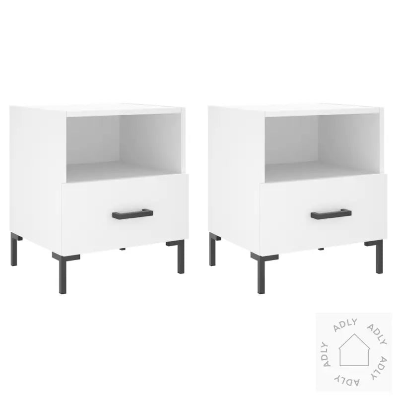 Nattbord 2 Stk Hvit 40X35X47,5 Cm Konstruert Tre
