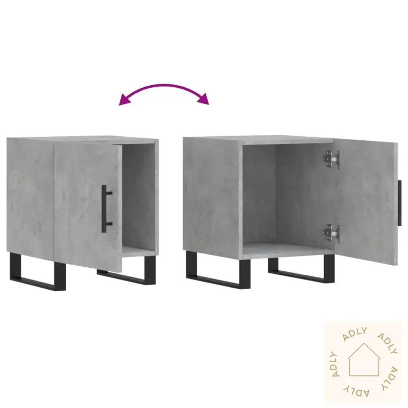 Nattbord 2 Stk Betonggrå 40X40X50 Cm Konstruert Tre