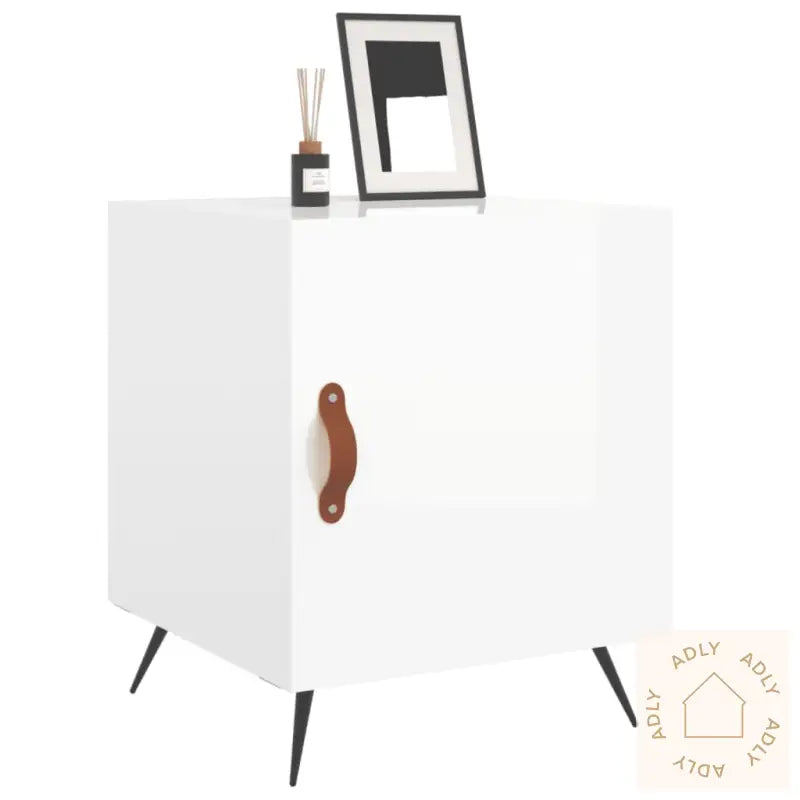 Nattbord 2 Stk Høyglans Hvit 40X40X50 Cm Konstruert Tre