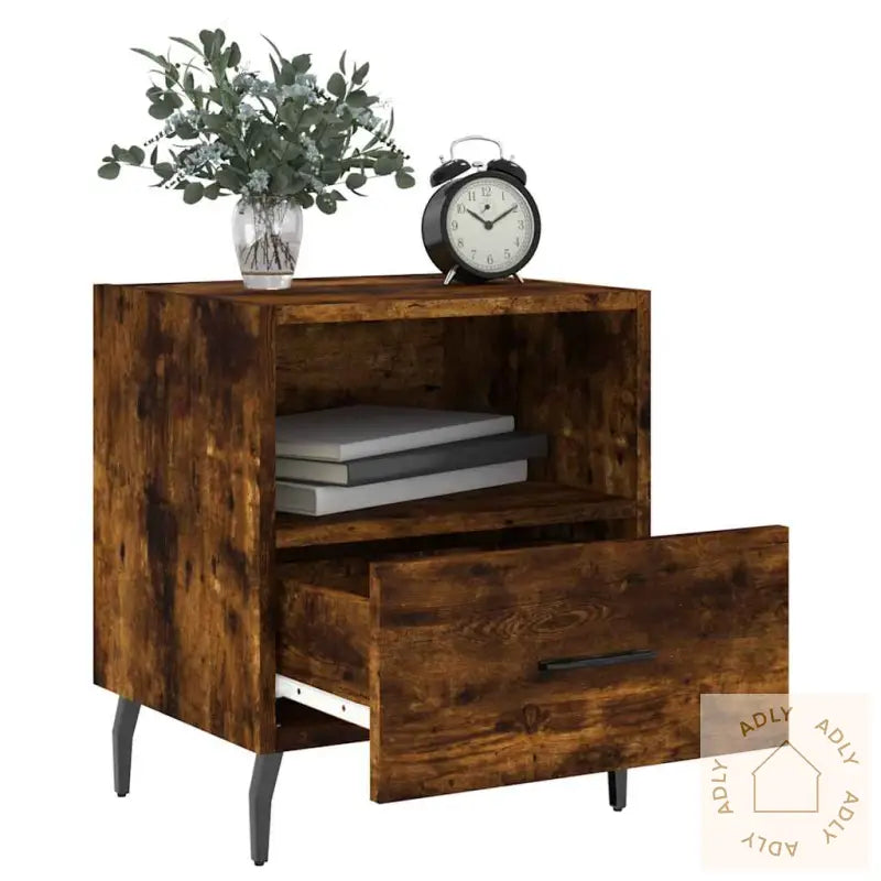 Nattbord 2 Stk Røkt Eik 40X35X47,5 Cm Konstruert Tre