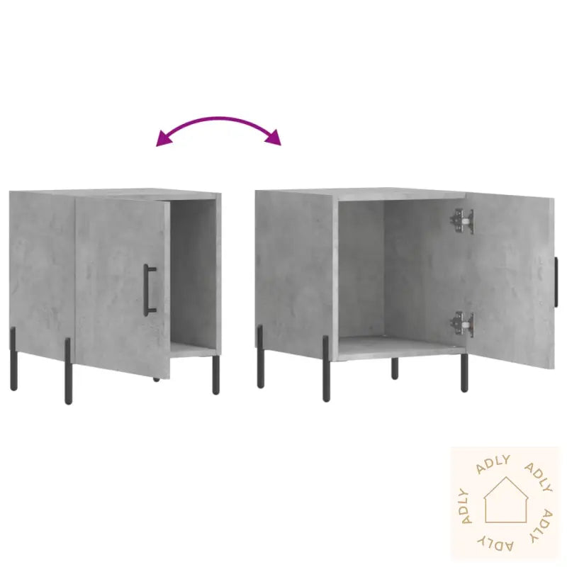 Nattbord 2 Stk Betonggrå 40X40X50 Cm Konstruert Tre