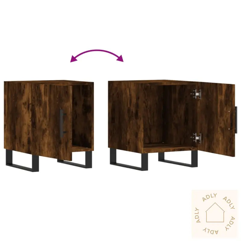 Nattbord 2 Stk Røkt Eik 40X40X50 Cm Konstruert Tre