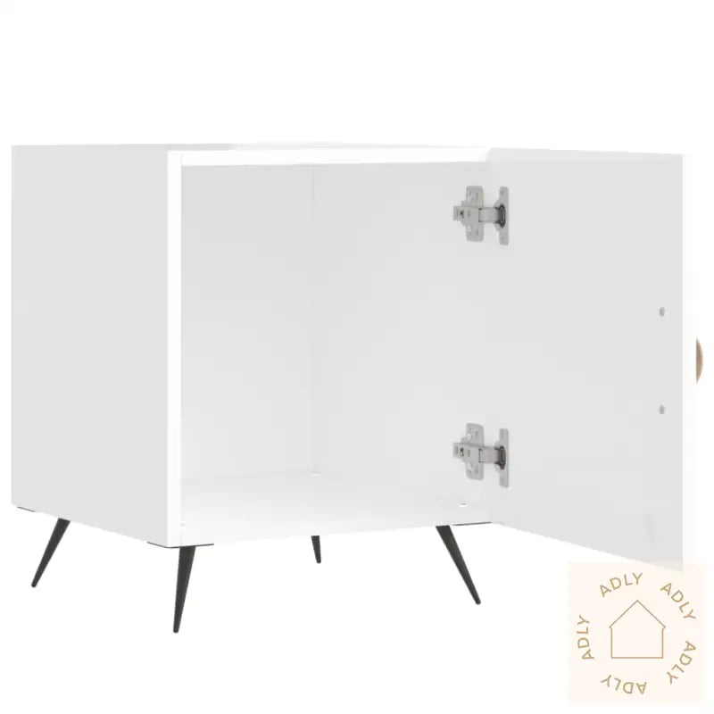 Nattbord Høyglans Hvit 40X40X50 Cm Konstruert Tre