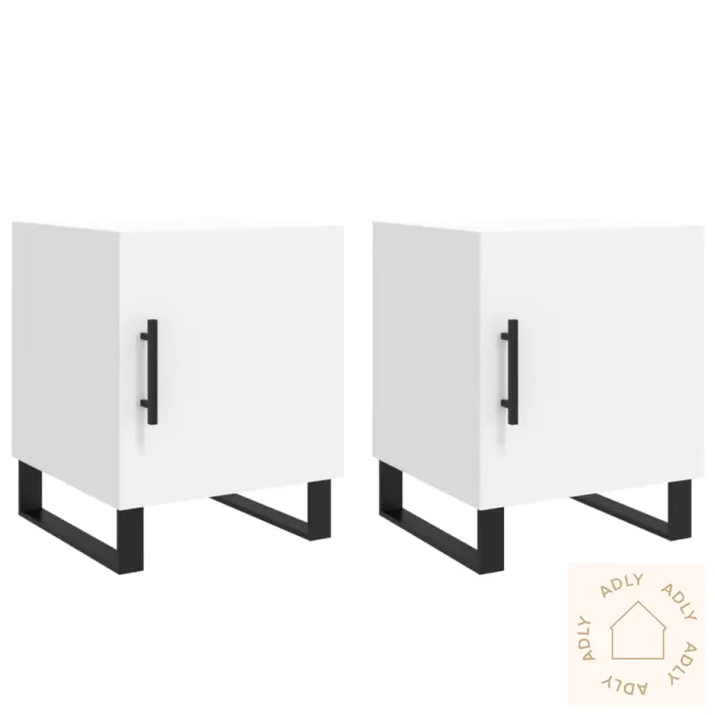Nattbord 2 Stk Hvit 40X40X50 Cm Konstruert Tre