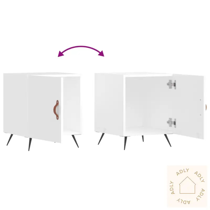 Nattbord Høyglans Hvit 40X40X50 Cm Konstruert Tre