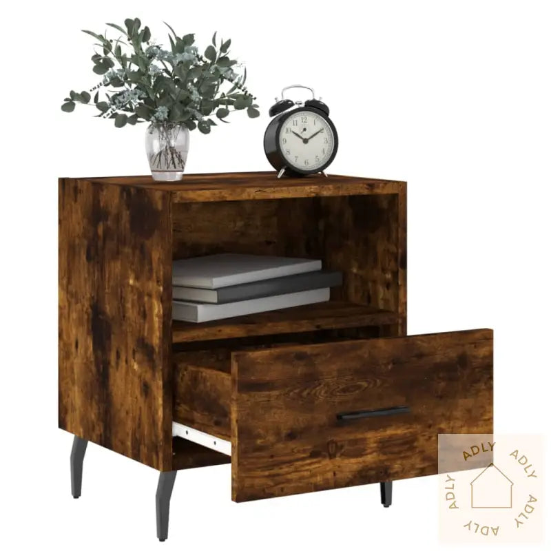 Nattbord Røkt Eik 40X35X47,5 Cm Konstruert Tre