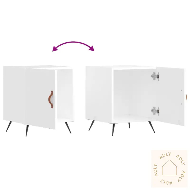 Nattbord 2 Stk Høyglans Hvit 40X40X50 Cm Konstruert Tre