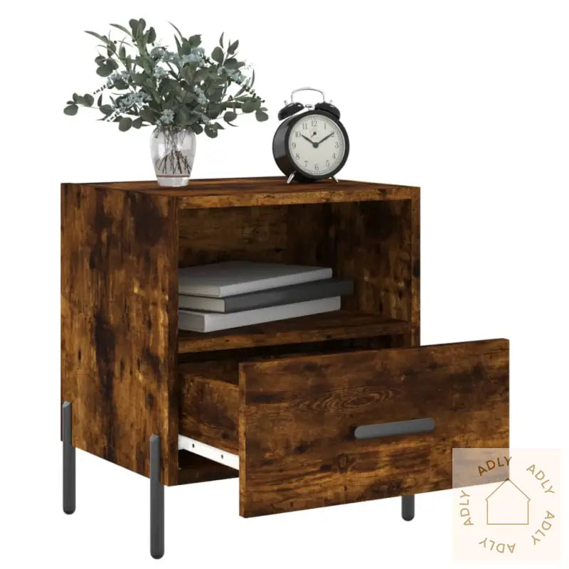 Nattbord 2 Stk Røkt Eik 40X35X47,5 Cm Konstruert Tre