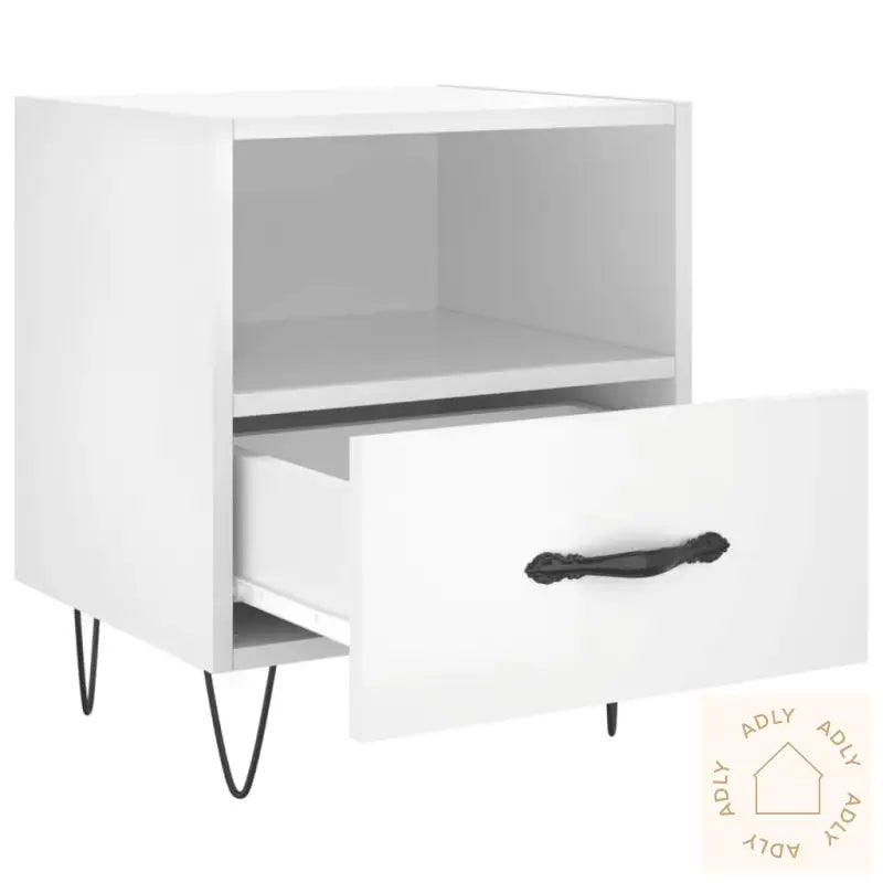 Nattbord Høyglans Hvit 40X35X47,5 Cm Konstruert Tre