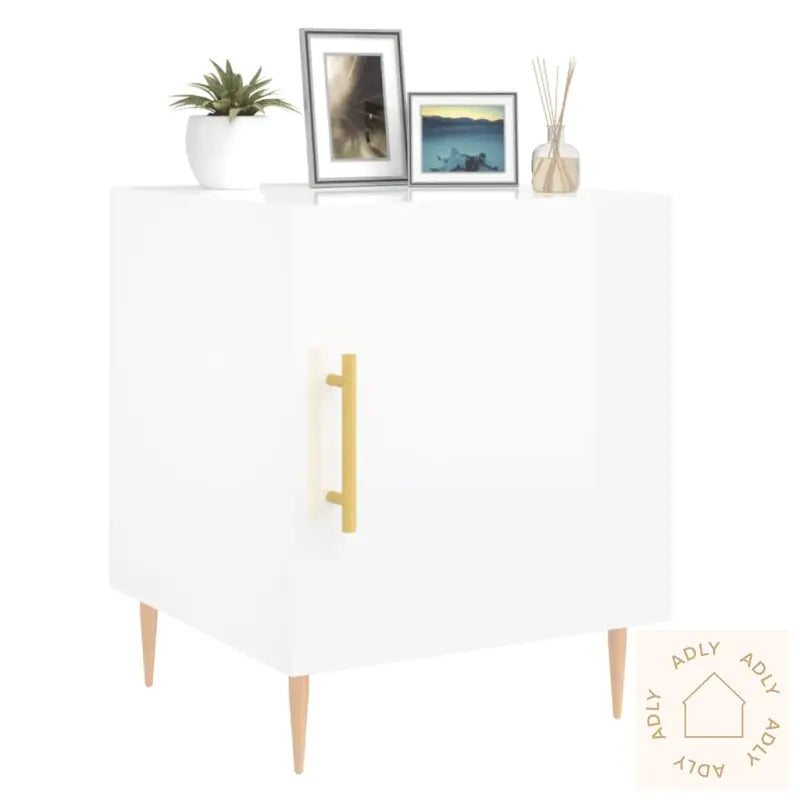 Nattbord 2 Stk Høyglans Hvit 40X40X50 Cm Konstruert Tre