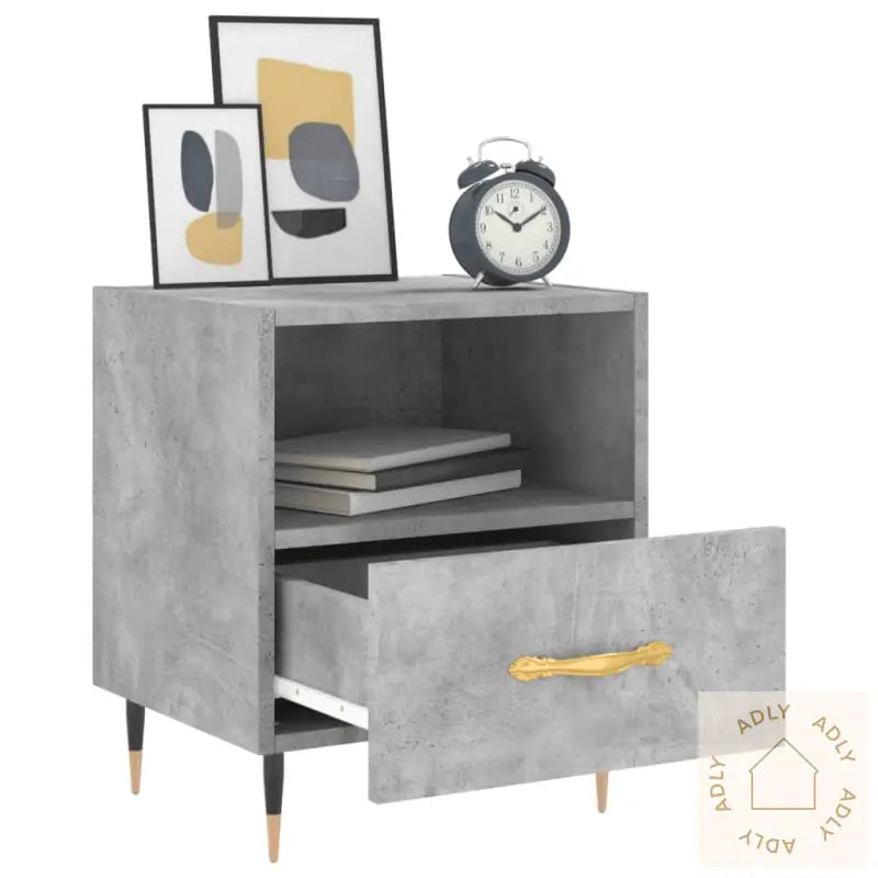 Nattbord 2 Stk Betonggrå 40X35X47,5 Cm Konstruert Tre
