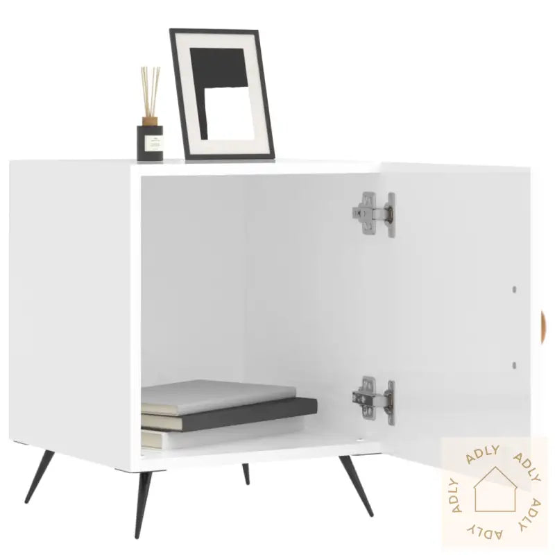 Nattbord 2 Stk Høyglans Hvit 40X40X50 Cm Konstruert Tre