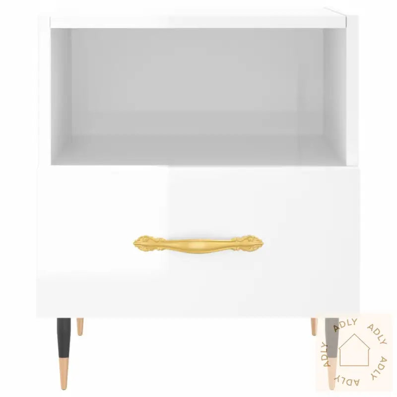 Nattbord Høyglans Hvit 40X35X47,5 Cm Konstruert Tre