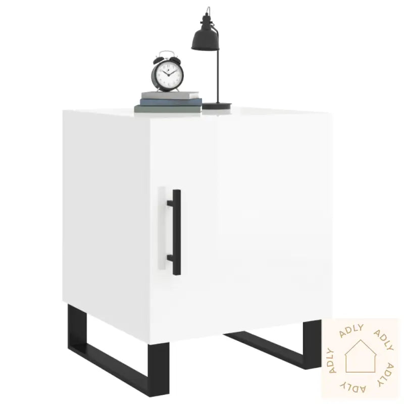 Nattbord Høyglans Hvit 40X40X50 Cm Konstruert Tre