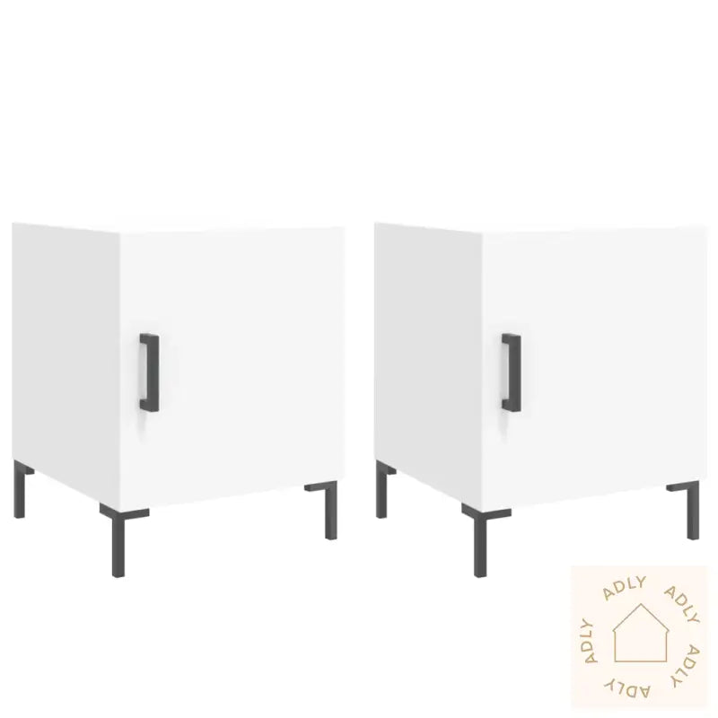 Nattbord 2 Stk Hvit 40X40X50 Cm Konstruert Tre
