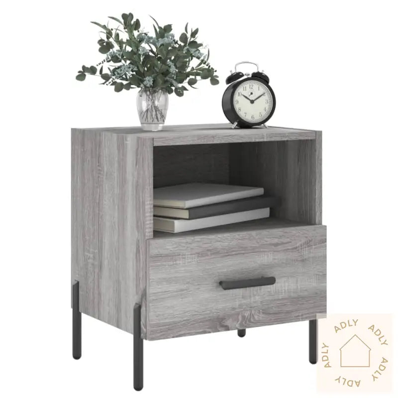 Nattbord 2 Stk Grå Sonoma 40X35X47,5 Cm Konstruert Tre