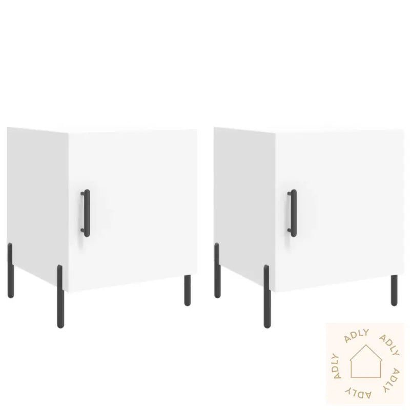 Nattbord 2 Stk Hvit 40X40X50 Cm Konstruert Tre