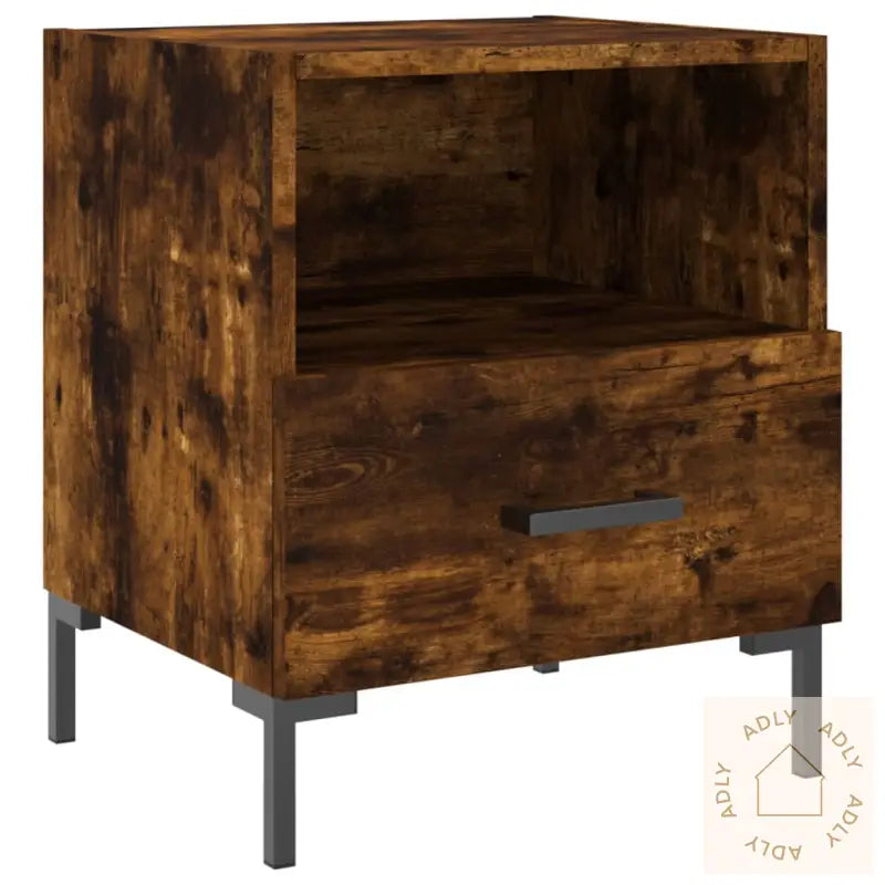 Nattbord 2 Stk Røkt Eik 40X35X47,5 Cm Konstruert Tre