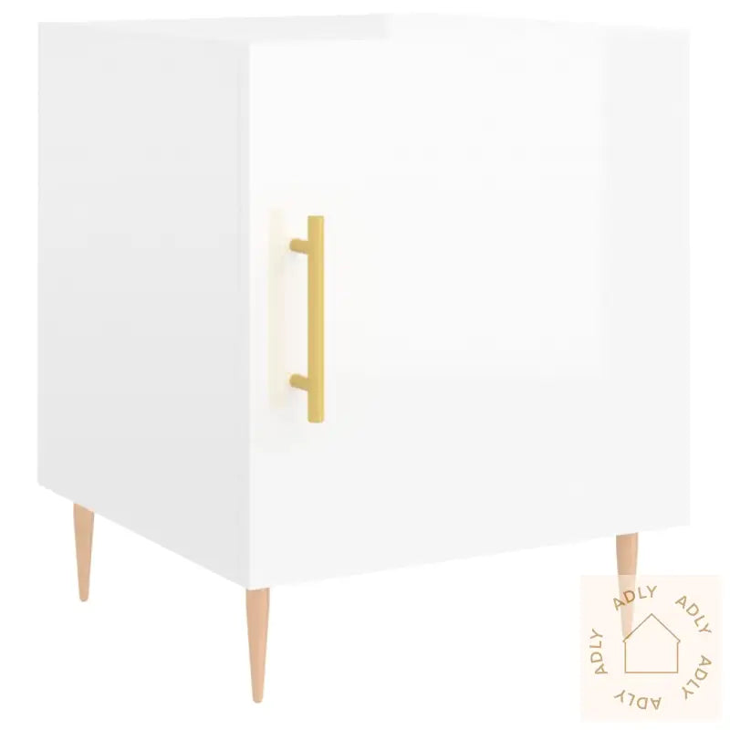 Nattbord 2 Stk Høyglans Hvit 40X40X50 Cm Konstruert Tre