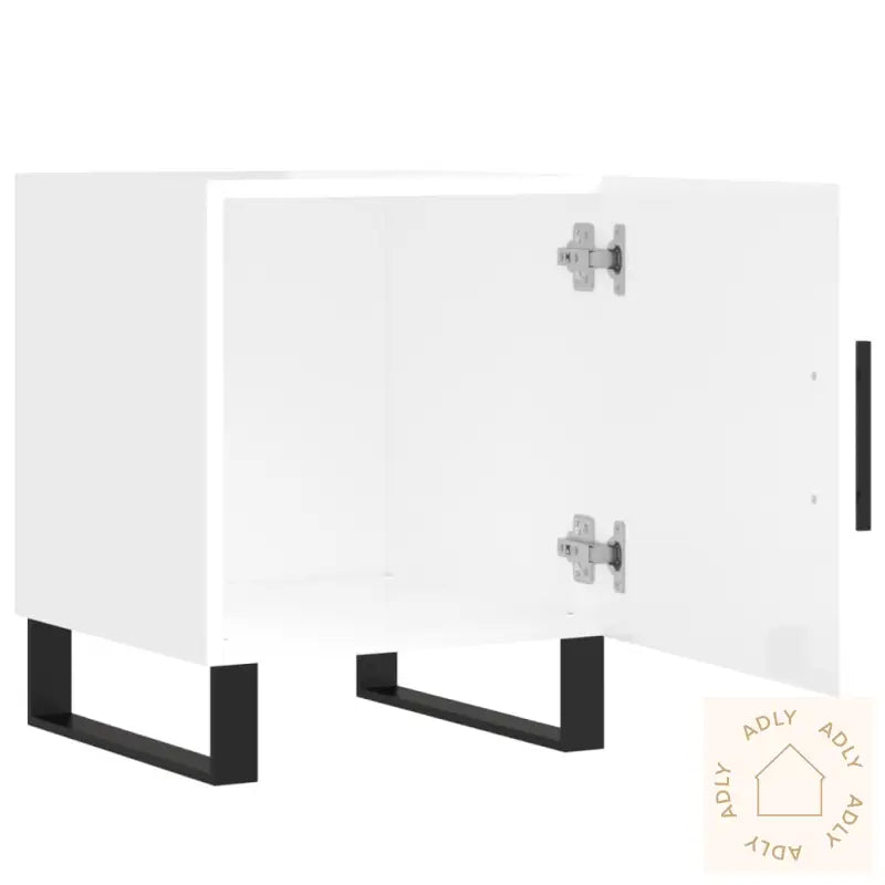 Nattbord Høyglans Hvit 40X40X50 Cm Konstruert Tre