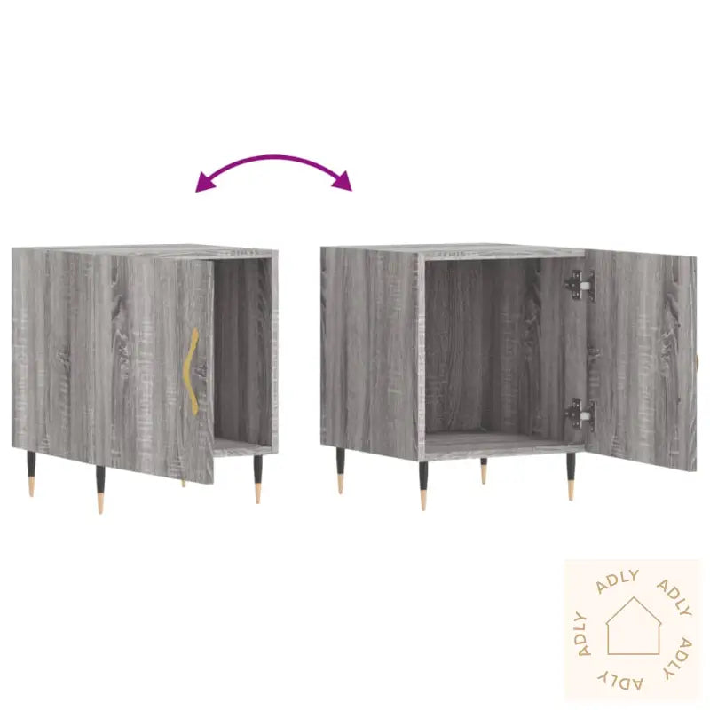 Nattbord 2 Stk Grå Sonoma 40X40X50 Cm Konstruert Tre