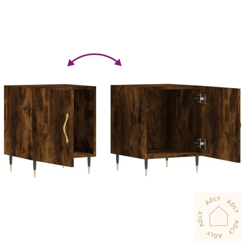 Nattbord 2 Stk Røkt Eik 40X40X50 Cm Konstruert Tre