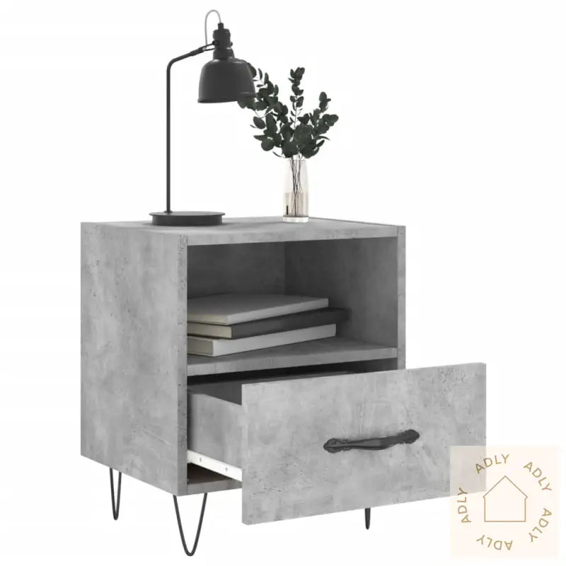 Nattbord 2 Stk Betonggrå 40X35X47,5 Cm Konstruert Tre