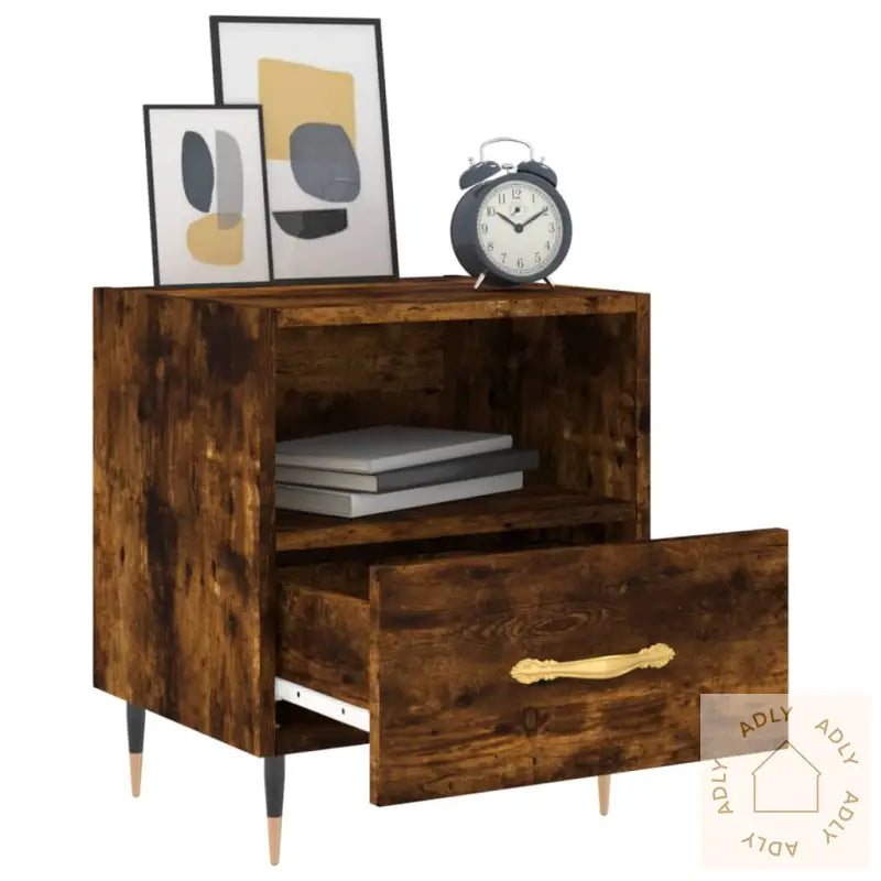 Nattbord 2 Stk Røkt Eik 40X35X47,5 Cm Konstruert Tre