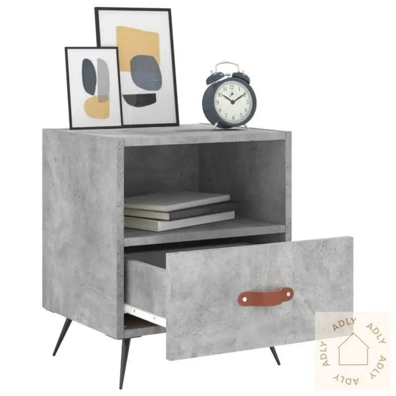 Nattbord 2 Stk Betonggrå 40X35X47,5 Cm Konstruert Tre