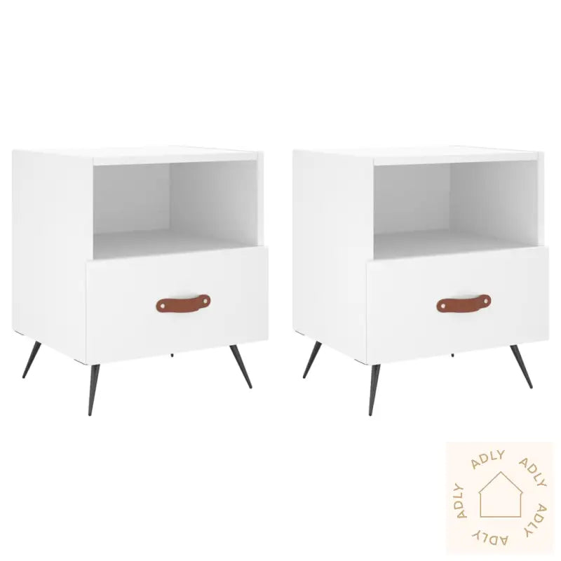 Nattbord 2 Stk Hvit 40X35X47,5 Cm Konstruert Tre