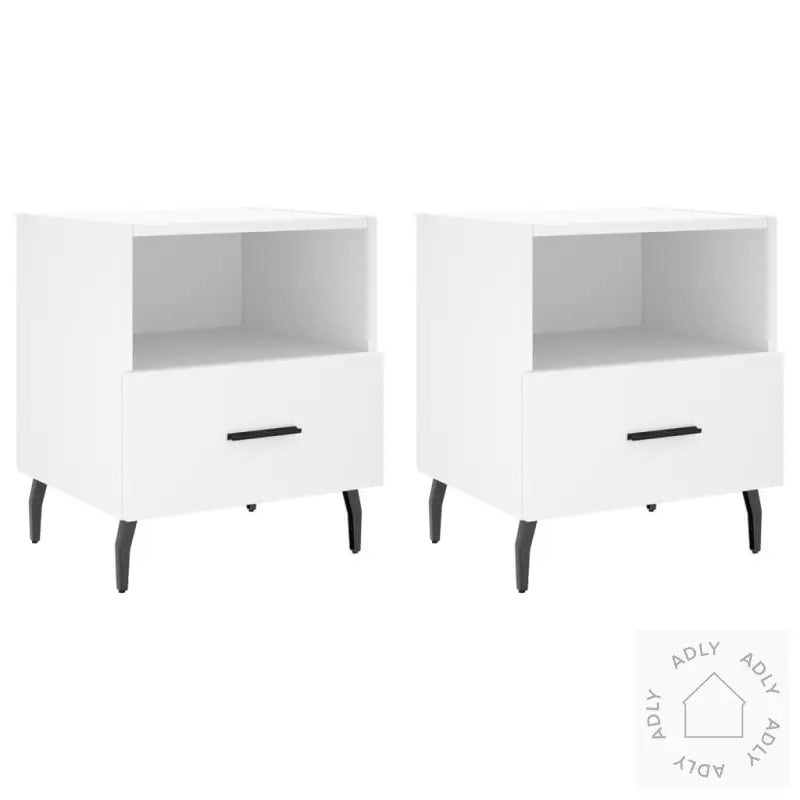 Nattbord 2 Stk Hvit 40X35X47,5 Cm Konstruert Tre