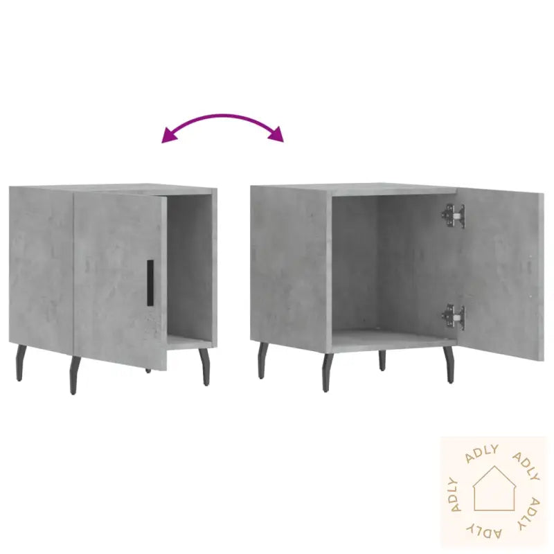 Nattbord 2 Stk Betonggrå 40X40X50 Cm Konstruert Tre