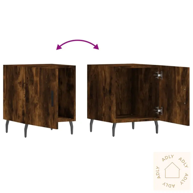 Nattbord Røkt Eik 40X40X50 Cm Konstruert Tre