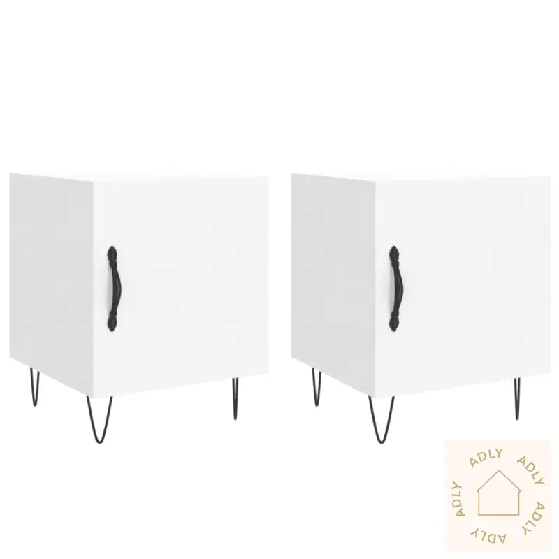 Nattbord 2 Stk Hvit 40X40X50 Cm Konstruert Tre