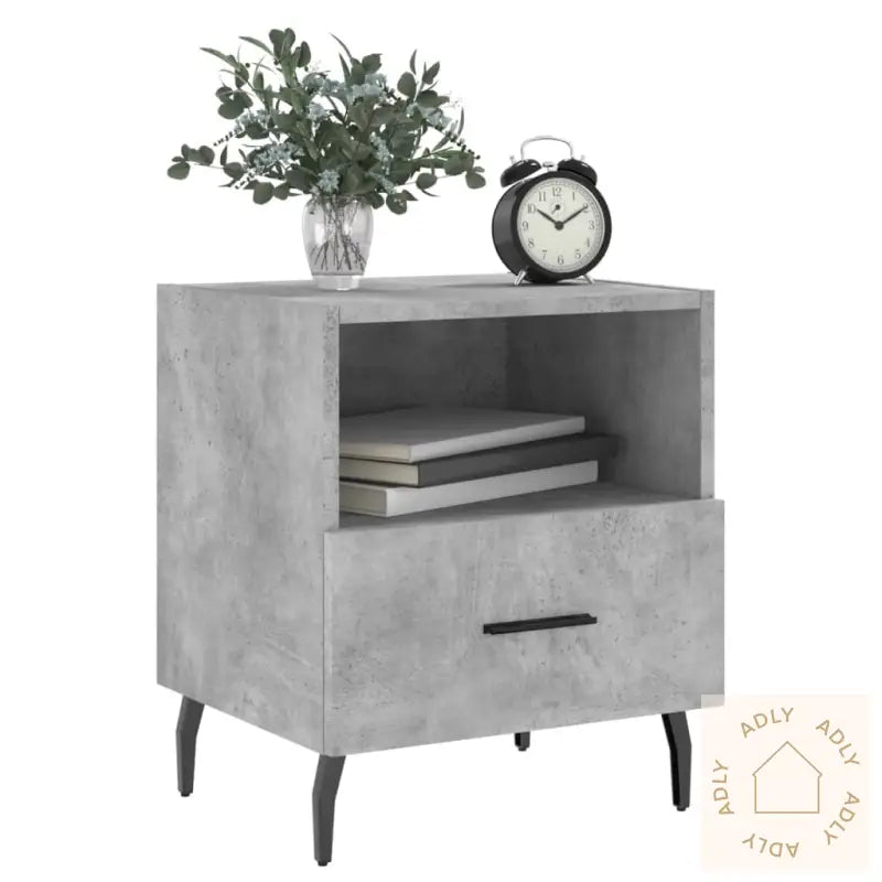 Nattbord 2 Stk Betonggrå 40X35X47,5 Cm Konstruert Tre