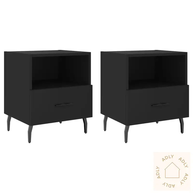 Nattbord 2 Stk Svart 40X35X47,5 Cm Konstruert Tre