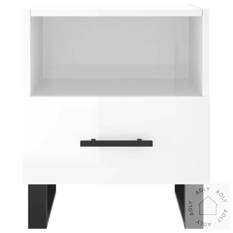 Nattbord 2 Stk Høyglans Hvit 40X35X47,5 Cm Konstruert Tre