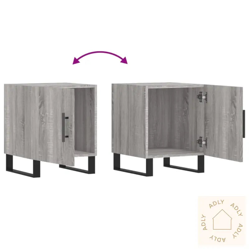 Nattbord 2 Stk Grå Sonoma 40X40X50 Cm Konstruert Tre