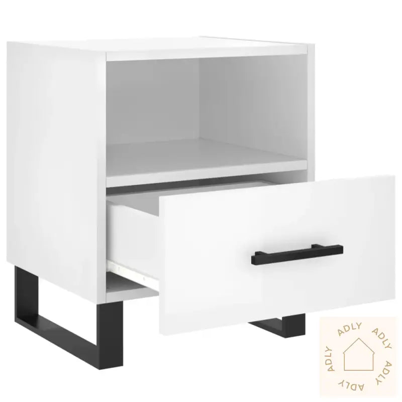 Nattbord 2 Stk Høyglans Hvit 40X35X47,5 Cm Konstruert Tre