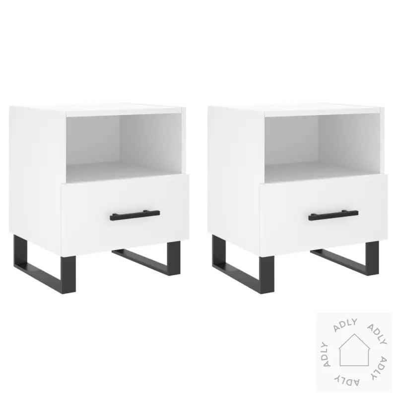 Nattbord 2 Stk Hvit 40X35X47,5 Cm Konstruert Tre