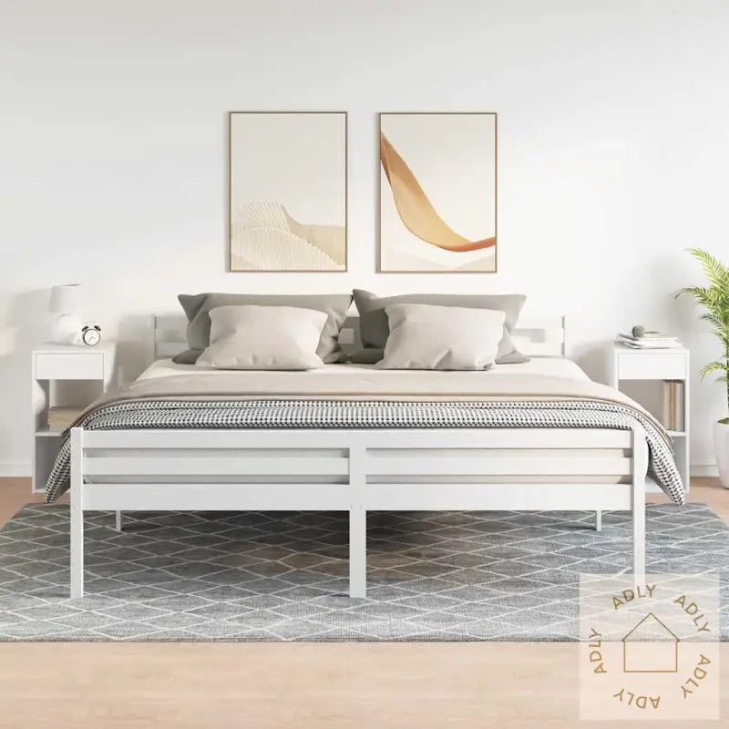 Nattbord Med Skuff 2 Stk Hvit 35X34X66,5 Cm