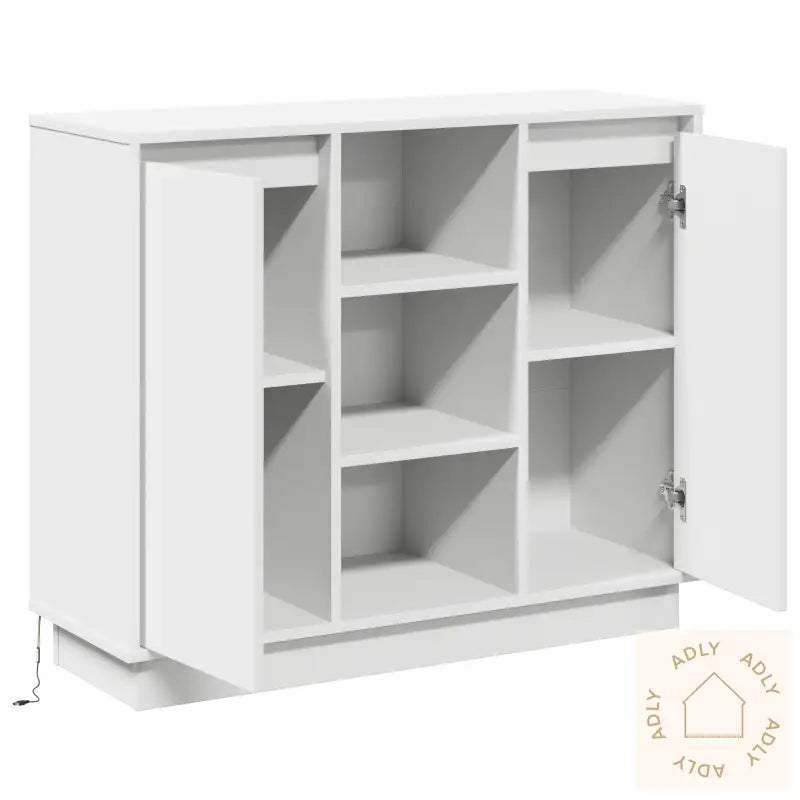 Sideboard Med Led Hvit 90X32X75 Cm Konstruert Tre
