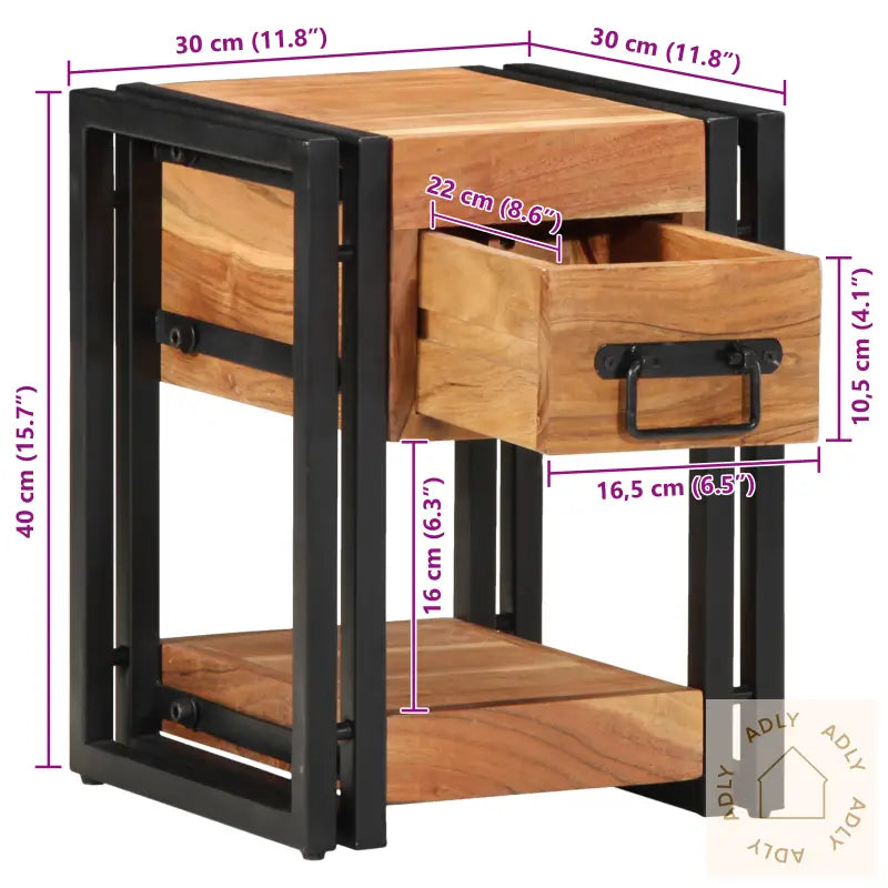 Nattbord 30X30X40 Cm Solid Akasietre