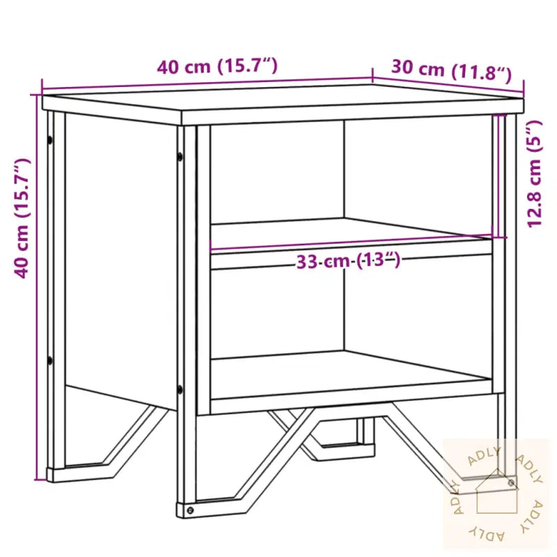 Nattbord Brun Eik 40X30X40 Cm Konstruert Tre